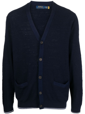 

Logo-embroidered V-neck cardigan, Polo Ralph Lauren Logo-embroidered V-neck cardigan