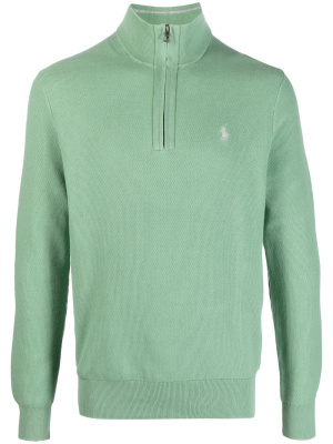 

Embroidered-logo half-zip jumper, Polo Ralph Lauren Embroidered-logo half-zip jumper