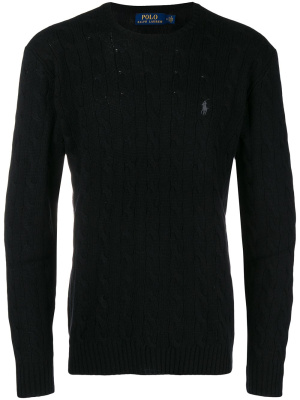 

Cable-knit logo embroidered jumper, Polo Ralph Lauren Cable-knit logo embroidered jumper