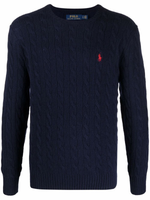 

Logo-embroidered cable-knit jumper, Polo Ralph Lauren Logo-embroidered cable-knit jumper