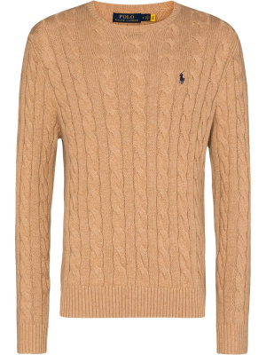

Logo-embroidered cable-knit jumper, Polo Ralph Lauren Logo-embroidered cable-knit jumper
