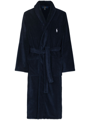 

Embroidered logo belted robe, Polo Ralph Lauren Embroidered logo belted robe
