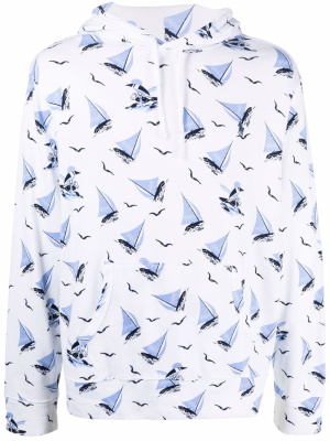 

Boat-print cotton pullover hoodie, Polo Ralph Lauren Boat-print cotton pullover hoodie