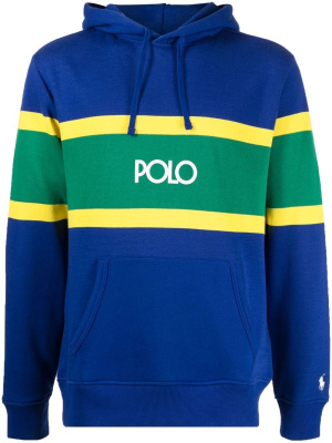 

Central-stripe logo-print hoodie, Polo Ralph Lauren Central-stripe logo-print hoodie
