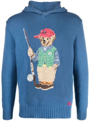 

Signature-bear knitted hoodie, Polo Ralph Lauren Signature-bear knitted hoodie
