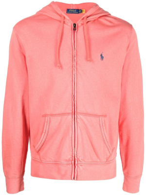 

Embroided-logo zip-up hoodie, Polo Ralph Lauren Embroided-logo zip-up hoodie