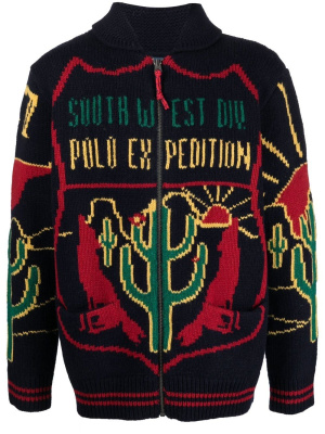 

Intarsia-knit zip cardigan, Polo Ralph Lauren Intarsia-knit zip cardigan