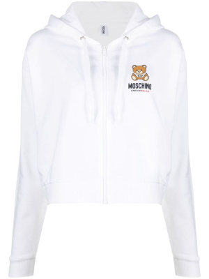 

Logo-print stretch-cotton hoodie, Moschino Logo-print stretch-cotton hoodie