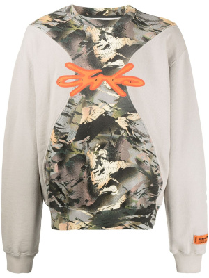 

Camouflage-panel cotton sweatshirt, Heron Preston Camouflage-panel cotton sweatshirt