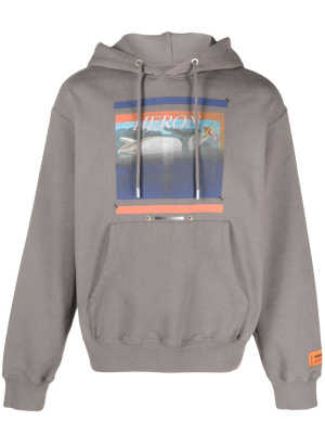 

Graphic-print cotton hoodie, Heron Preston Graphic-print cotton hoodie