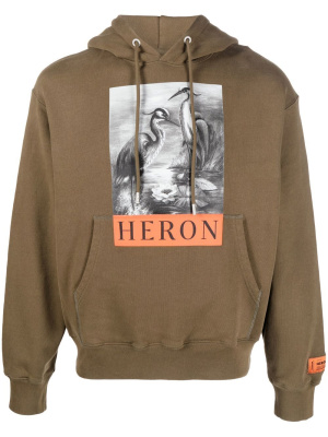 

Graphic-print cotton hoodie, Heron Preston Graphic-print cotton hoodie