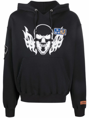 

Skull Flame graphic-print hoodie, Heron Preston Skull Flame graphic-print hoodie