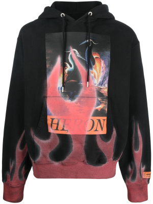 

Flame-print cotton hoodie, Heron Preston Flame-print cotton hoodie