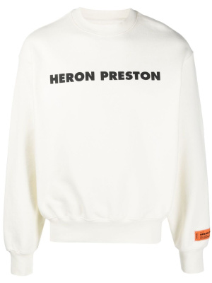 

Logo-print organic cotton sweatshirt, Heron Preston Logo-print organic cotton sweatshirt