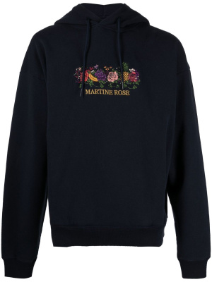 

Logo-embroidered drawstring hoodie, Martine Rose Logo-embroidered drawstring hoodie