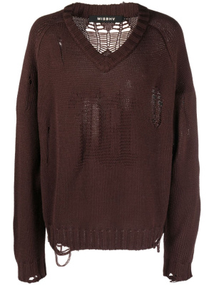 

Distressed-effect wool-blend jumper, MISBHV Distressed-effect wool-blend jumper