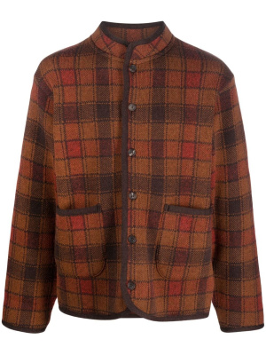 

Checked band-collar cardi-coat, White Mountaineering Checked band-collar cardi-coat