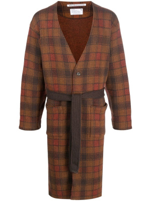 

Checked tie-waist cardigan, White Mountaineering Checked tie-waist cardigan