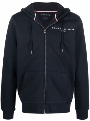 

Logo-embroidered zip-up hoodie, Tommy Hilfiger Logo-embroidered zip-up hoodie