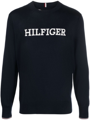 

Logo intarsia-knit cotton jumper, Tommy Hilfiger Logo intarsia-knit cotton jumper