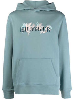 

Embroidered-logo cotton hoodie, Tommy Hilfiger Embroidered-logo cotton hoodie