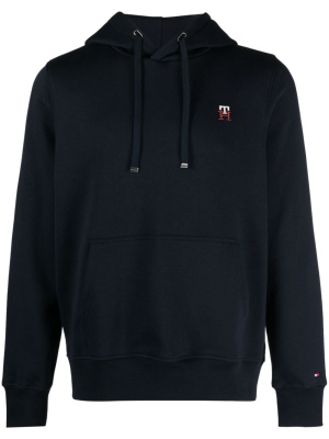 

Logo-embroidered cotton-blend hoodie, Tommy Hilfiger Logo-embroidered cotton-blend hoodie