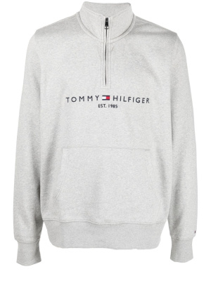 

Logo-embroidered quarter-zip hoodie, Tommy Hilfiger Logo-embroidered quarter-zip hoodie