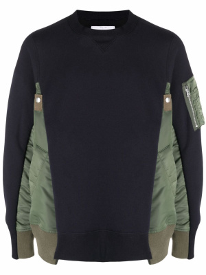

Bomber jacket hybrid panelled sweatshirt, Sacai Bomber jacket hybrid panelled sweatshirt