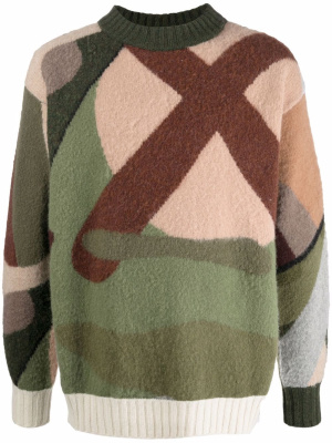 

X KAWS camouflage-print wool jumper, Sacai X KAWS camouflage-print wool jumper