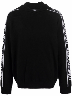 

Cashmere logo-trim hoodie, Karl Lagerfeld Cashmere logo-trim hoodie