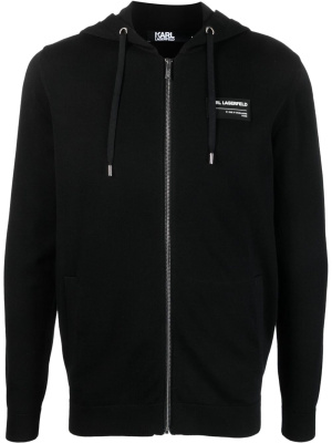 

Logo-patch long-sleeve hoodie, Karl Lagerfeld Logo-patch long-sleeve hoodie