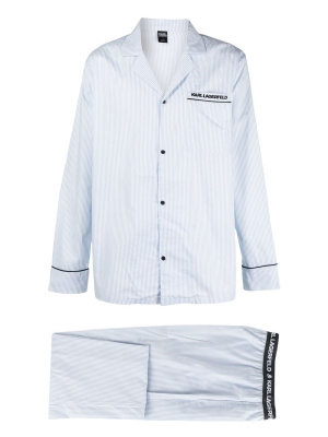 

Striped embroidered-logo pyjama set, Karl Lagerfeld Striped embroidered-logo pyjama set