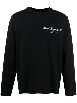 

Logo-embroidered long-sleeve T-shirt, Karl Lagerfeld Logo-embroidered long-sleeve T-shirt