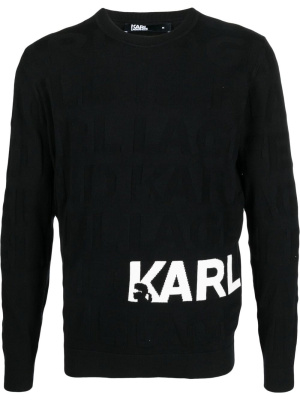 

Intarsia-knit logo crew-neck jumper, Karl Lagerfeld Intarsia-knit logo crew-neck jumper
