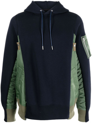 

Patchwork drawstring hoodie, Sacai Patchwork drawstring hoodie