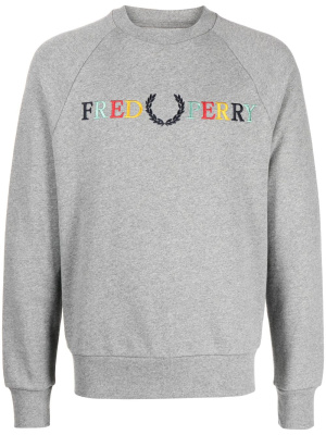 

Mélange-effect logo-embroidered sweatshirt, Fred Perry Mélange-effect logo-embroidered sweatshirt