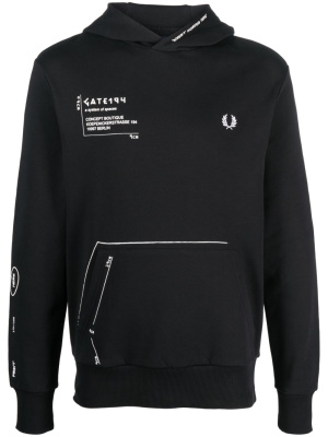 

X GATE194 signature-print hoodie, Fred Perry X GATE194 signature-print hoodie