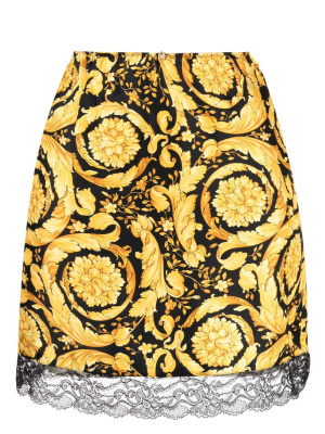 

Barocco-print silk inner skirt, Versace Barocco-print silk inner skirt