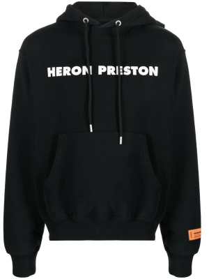 

Logo-print organic cotton hoodie, Heron Preston Logo-print organic cotton hoodie