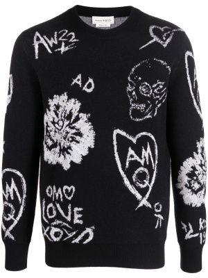 

Jacquard skull wool-blend jumper, Alexander McQueen Jacquard skull wool-blend jumper