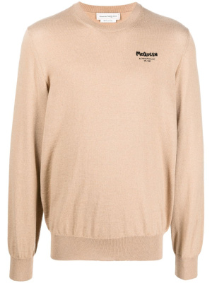 

Logo-print fine-knit jumper, Alexander McQueen Logo-print fine-knit jumper