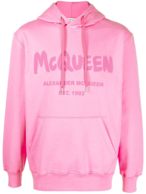 

Logo print drawstring hoodie, Alexander McQueen Logo print drawstring hoodie