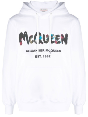 

Graffiti-print cotton hoodie, Alexander McQueen Graffiti-print cotton hoodie
