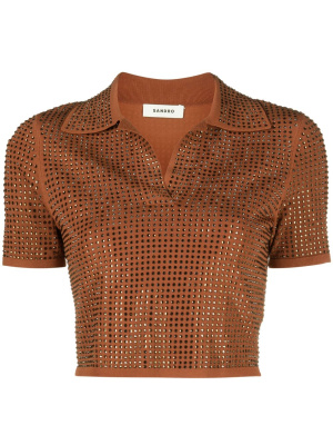 

Crystal-embellished knitted top, SANDRO Crystal-embellished knitted top