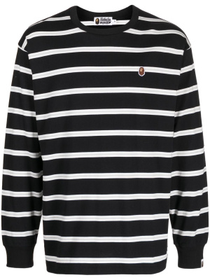 

Striped logo-patch T-shirt, A BATHING APE® Striped logo-patch T-shirt