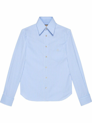 

Logo-embroidered striped shirt, Gucci Logo-embroidered striped shirt