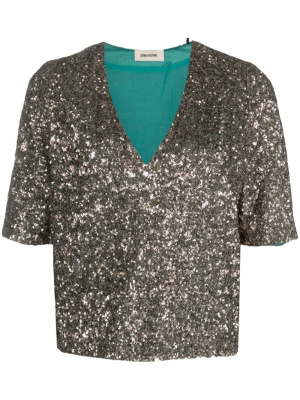 

Sequinned V-neck T-shirt, Zadig&Voltaire Sequinned V-neck T-shirt