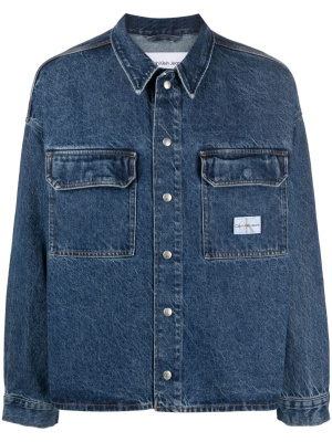 

Logo-patch buttoned denim shirt, Calvin Klein Jeans Logo-patch buttoned denim shirt