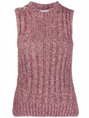 

Metallic knit ribbed vest top, GANNI Metallic knit ribbed vest top