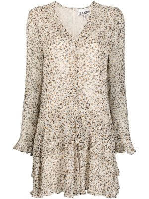 

Floral-print ruffled dress, GANNI Floral-print ruffled dress